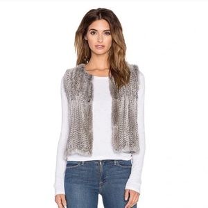 525 America Luxe Grey Rabbit Fur Vest, Size XS